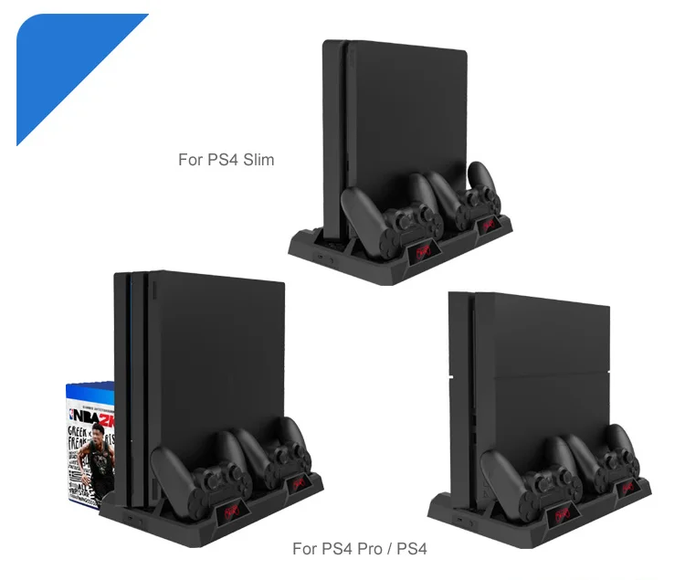 DOBE-ventilador de refrigeración para consola de juegos TP4-18119 PS4, soporte de carga Dual multifunción, enfriador