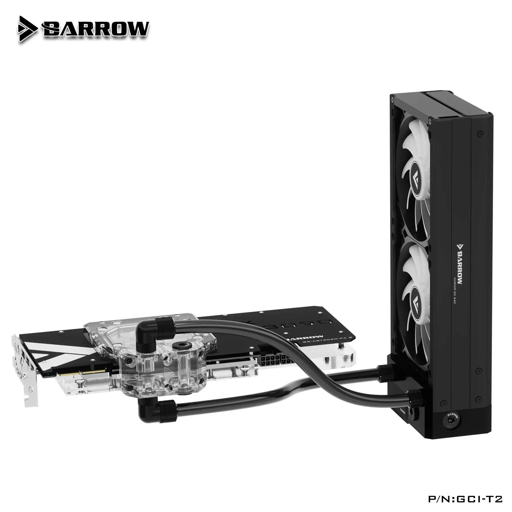 Barrowch Modular GPU Block Cooling Loop Kit ,240/360mm Pump-Radiator Combo/Fan/GPU Block with Backplane GCI-T1/T2 GCIE-T1/T2