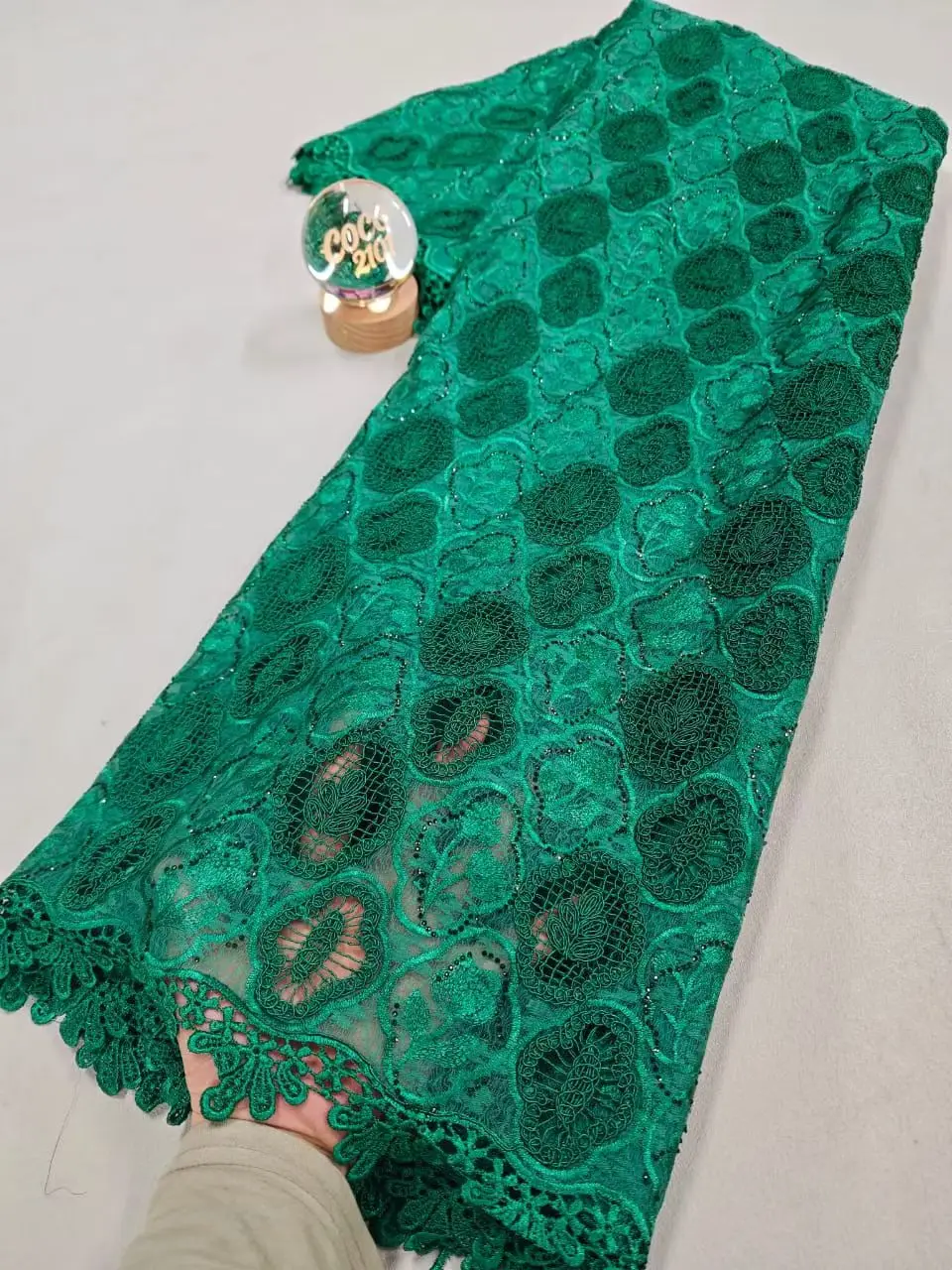 

Зеленая высококачественная нигерийская тюлевая кружевная ткань 2026 года для пошива свадебных и праздничных платьев, шифон, гипюр, вышивка, хлопок, 5 ярдов G50-1