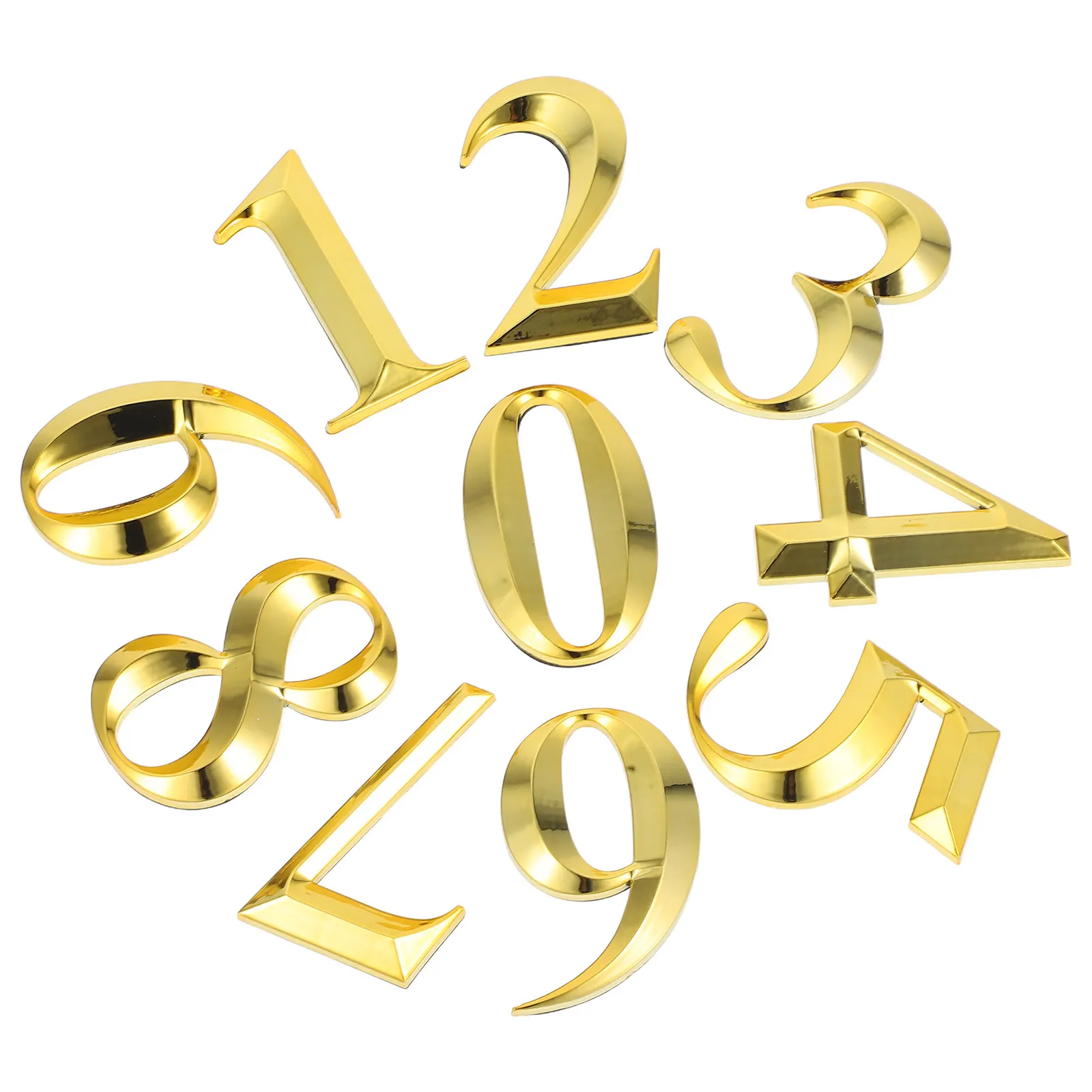 10Pcs Sleek Gold Plated Self Adhesive Numbers 0-9 Weather Resistant Plastic Door Numbers for Front Door Apartment Mailbox