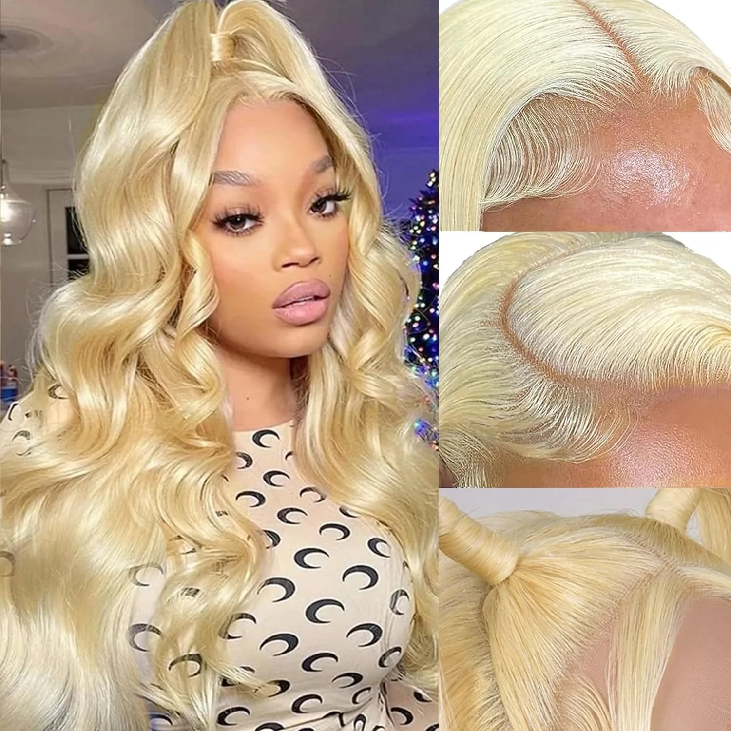 Peruka typu lace frontal 613 HD, gęstość 200%, blond peruka lace frontal 13x6 z falowanymi włosami naturalnymi, wstępnie wyregulowana linia włosów, bezklejowa peruka dla kobiet.