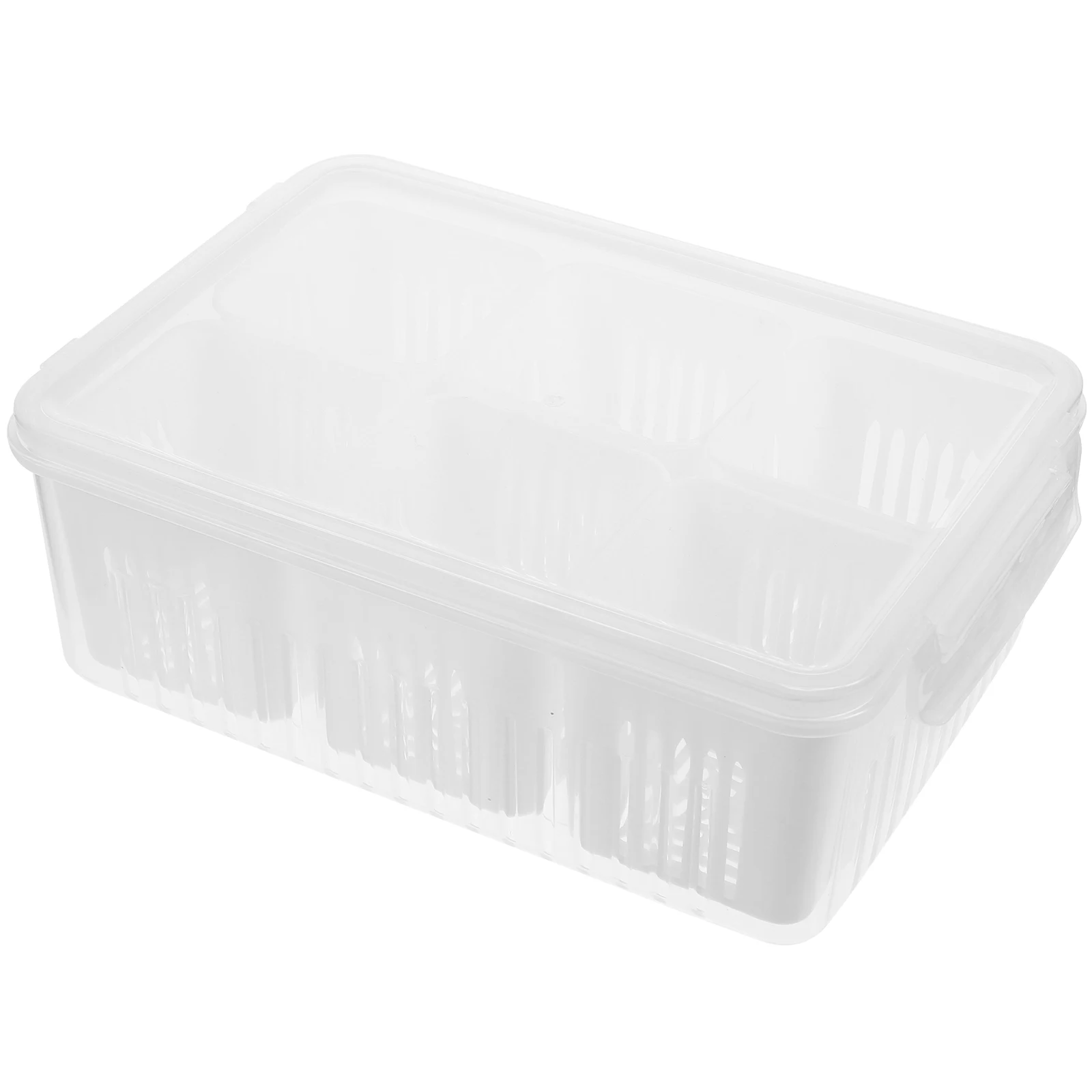 Fresh Produce Storage Container 6 Compartment Vegetable Fruit Keeper Airtight Drain Garlic Onion Box Refrigerator Food