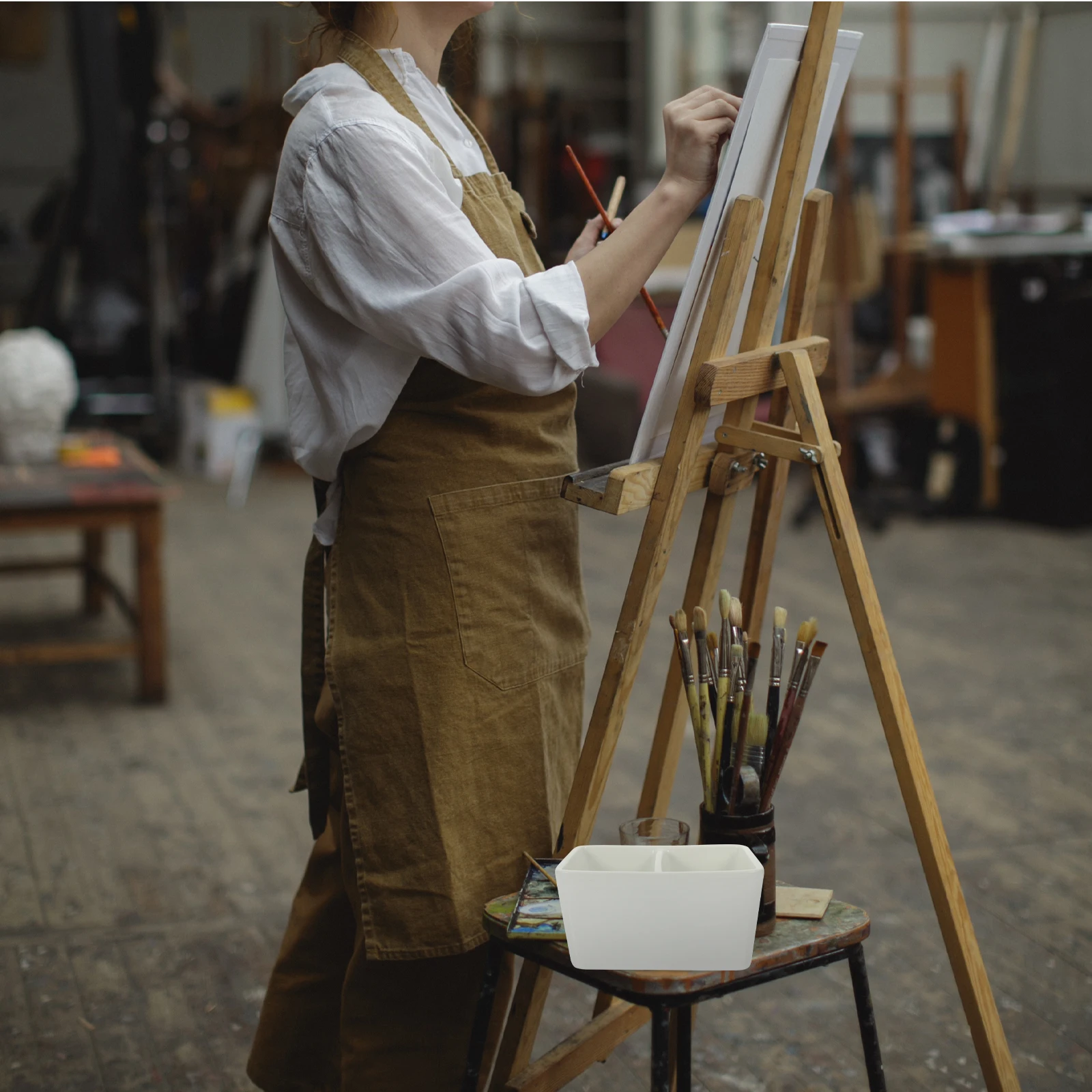 Premium-Keramik-Schreibpinsel-Unterlegscheibe, große Tintenplatte für Künstler, Studenten, Lehrer, bruchfest, leicht zu tragen, Tintenaufbewahrung