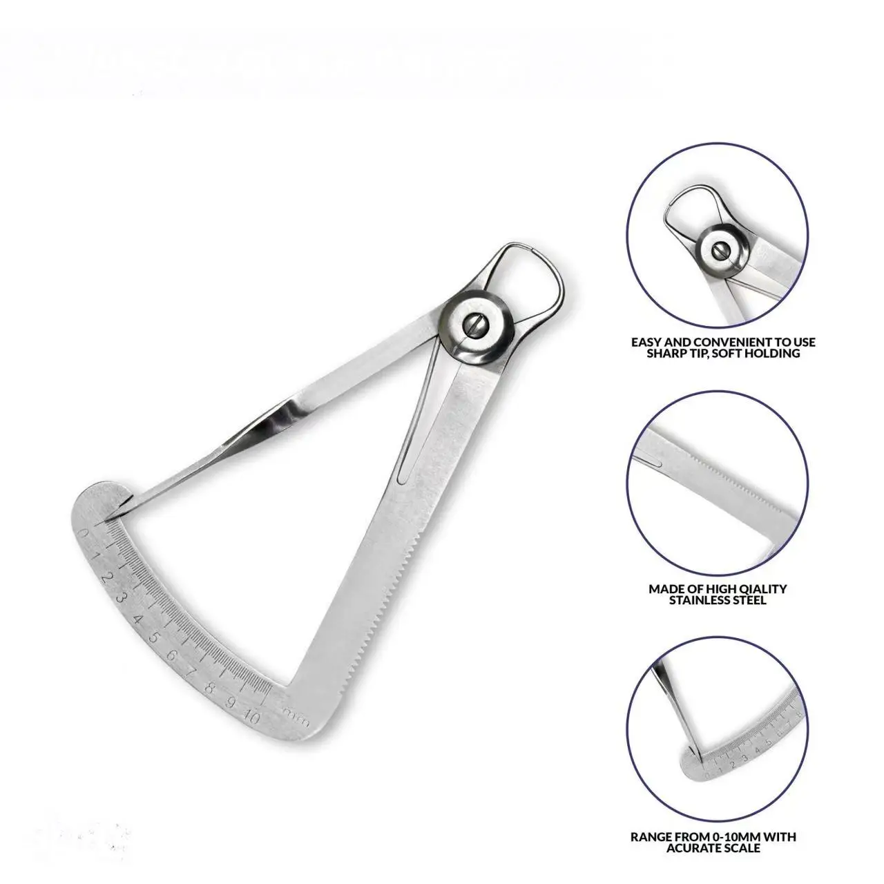 DENILK Dental Wax Thickness Gauge Stainless Steel Caliper Measuring Tool for Metal Wax in Dental Lab Dentist Instrument