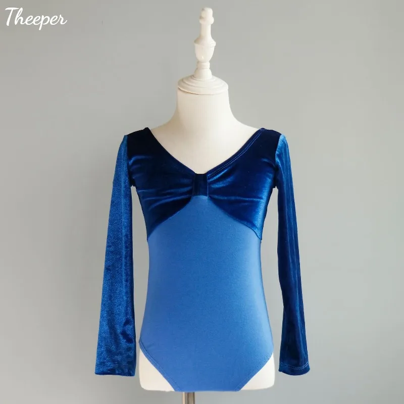 Ballet Long Sleeve Velvet Leotard Autumn Dance Wear Soft Warm Fabric Training Uniform Stage Show Elegant Elastic Dance Costume