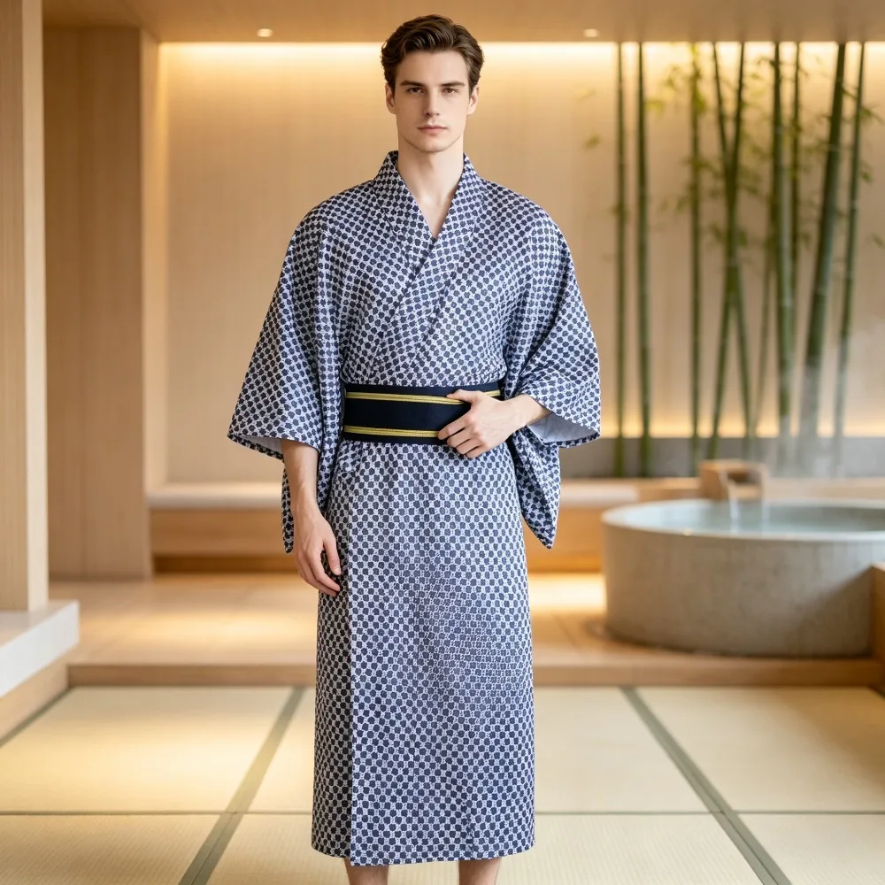 Autumn Winter Men Japanese Samurai Kimono Yukata Robe 2026 Autumn Winter Loungewear Daily Outfit Photoshoot Halloween Cosplay