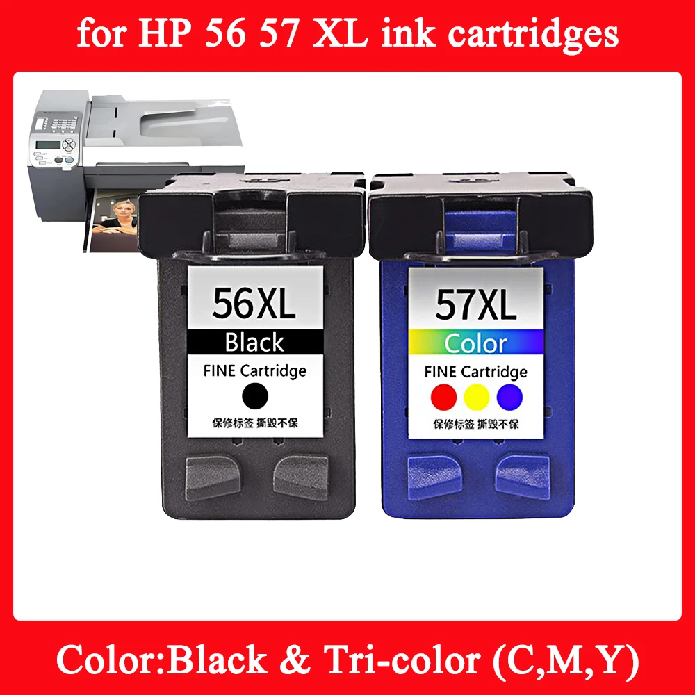 56xl para cartuchos de tinta HP 56 57 XL remanufatados para Deskjet 450 450ci 450wbt 5150 5550 5650 5650w 5850 5850w 9650 9670 9680