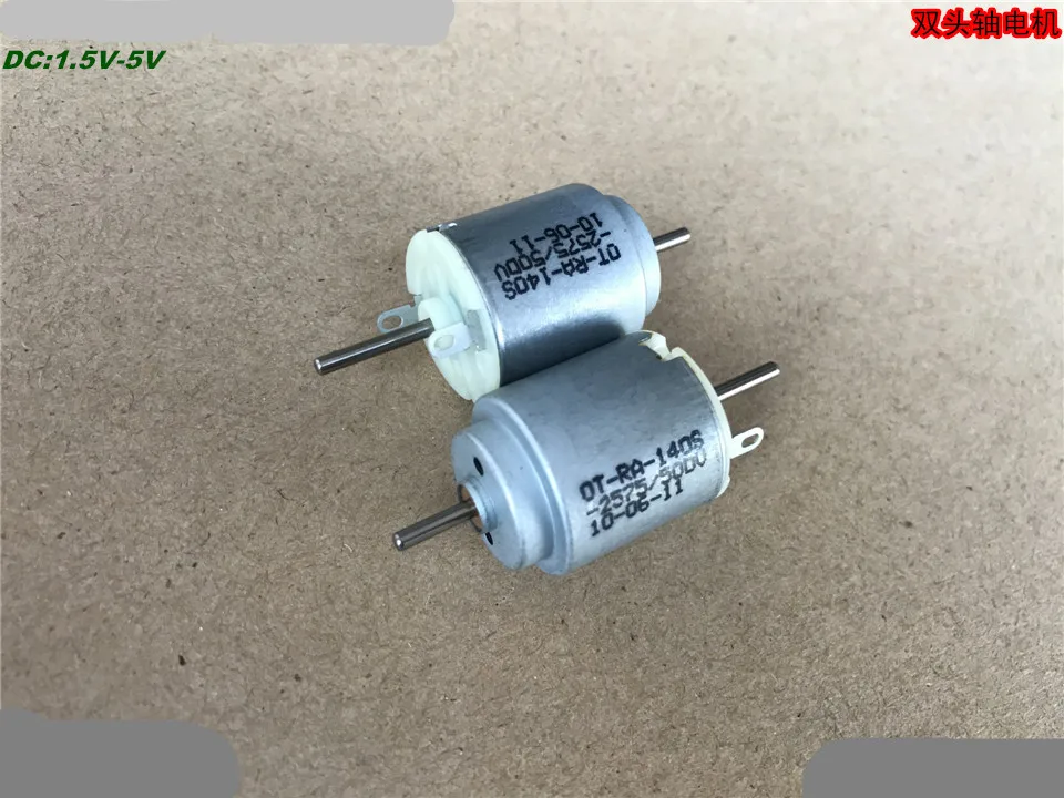 2pcs DC 1.5-5V 1.5V 3V 5V Load Speed Double Shaft Out Round Cylinder Micro Motor 140 Model DIY Car Toy Model 2.8V 300mA 8000RPM