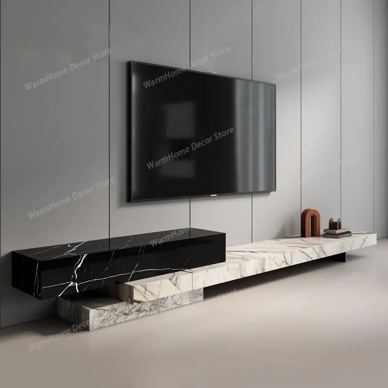 

"Italian Luxury TV Stand Set - Natural Marble Media Console, ENF Eco-Friendly Minimalist Modern Living Room"
