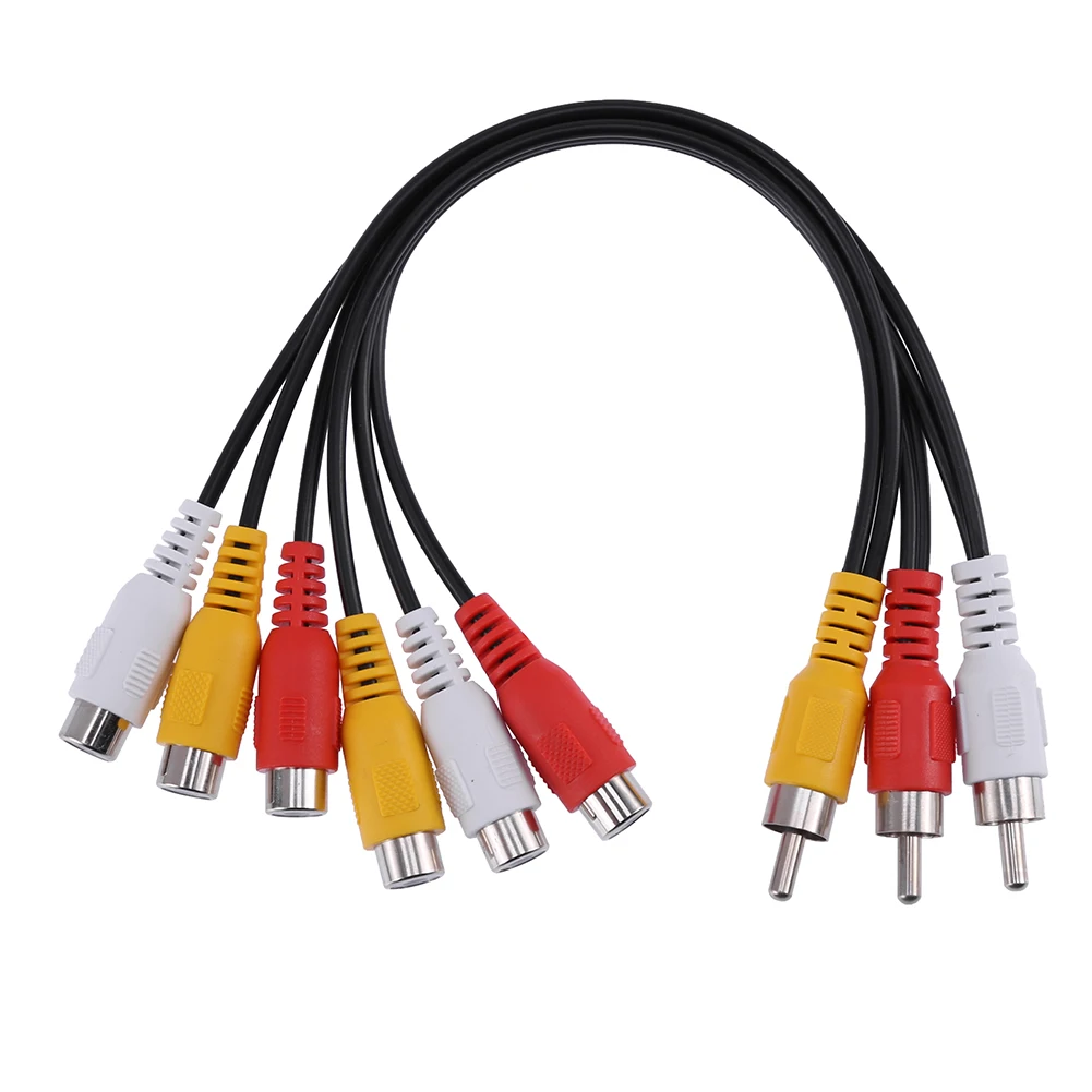 Black USB 3 Male A to 6 RCA Female AV A/V TV Adapter Cord Cable Audio Video Wire Line for Set-Top Box TV Accessories