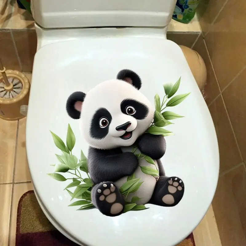 MT09 #   لطيف الباندا مقعد المرحاض ملصقات ذاتية اللصق الحيوان ملصقات المرحاض الحمام الديكور ملصق مائي مقاوم للماء #4