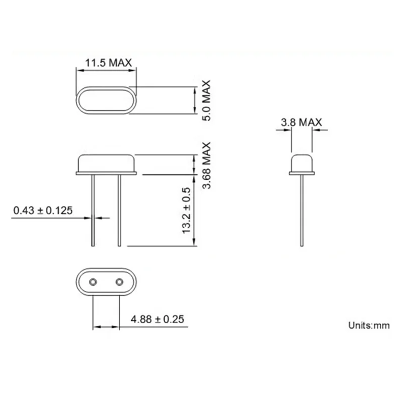 20PCS DIP Passive Crystal Oscillator 11M 11.000MHz HC-49S 2Pin