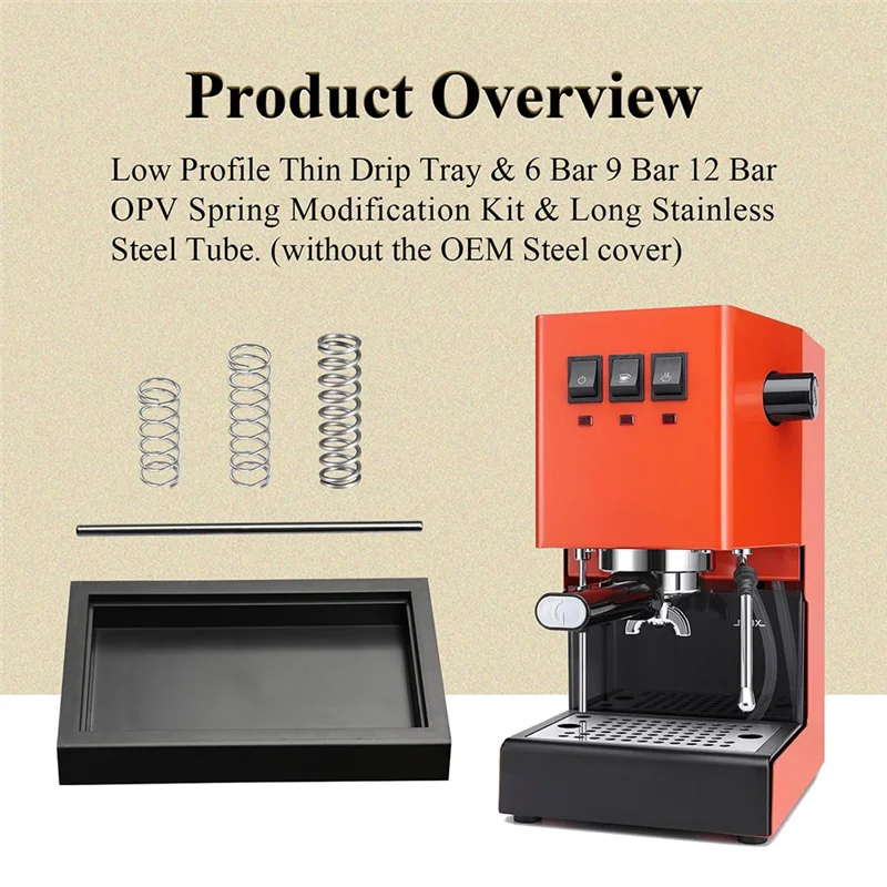AT28-bandeja de goteo delgada de perfil bajo y Kit OPV de 6 Bar, 9 Bar y 12 Bar, para piezas de máquina de café Espresso tradicional Gaggia Classic Pro