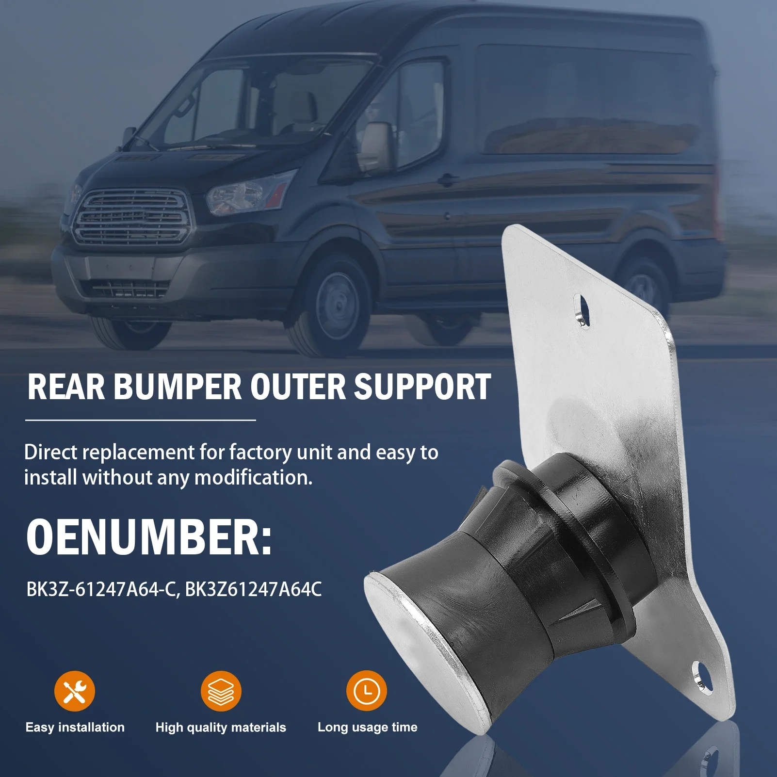 Soporte Exterior del Parachoques Trasero BK3Z61247A64C para Ford Transit-250 Transit-350 Transit-350 HD 2015 2016 2017 2018 2019 BK3Z-61247A64-C