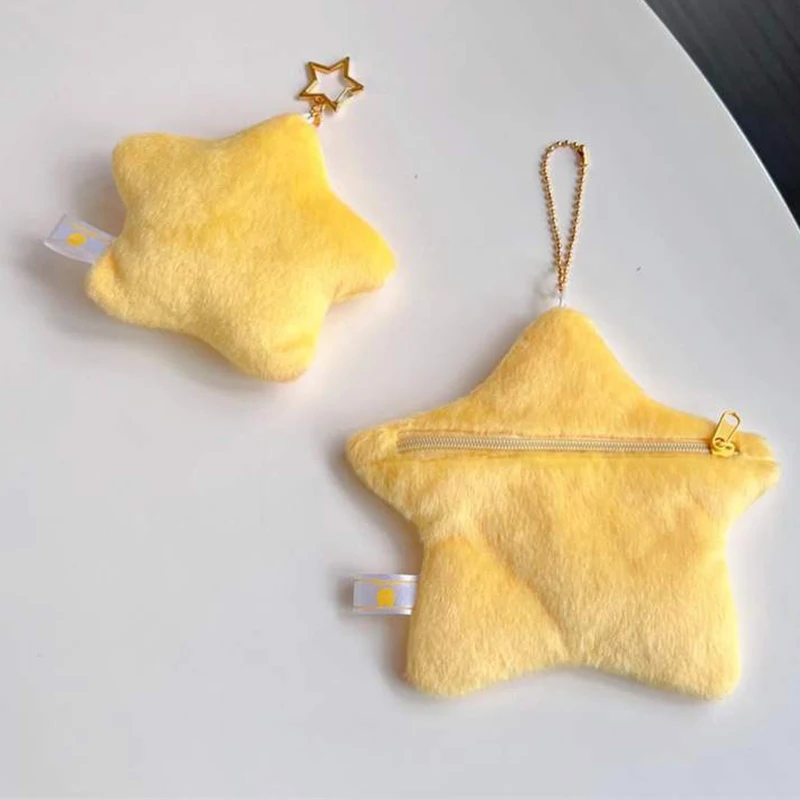 Cute Plush Star Purse Pendant Toy Cartoon Kid Girl Gift Coin Storage Wallet Plush Bag Mini Zipper Key Coin Bag