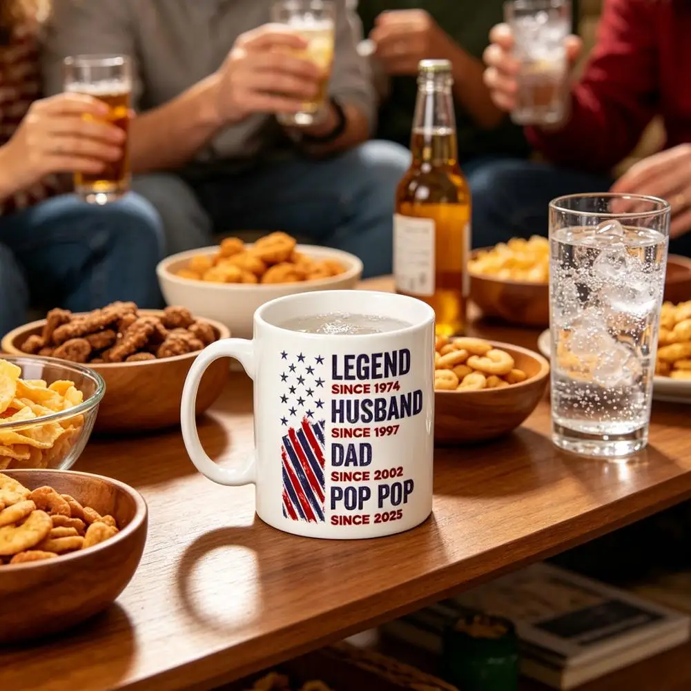 Printed Ceramic Coffee Mug Funny Coffee Mug for Dad Legend Milestone Ceramic Cup Personalized Gift for Husband Grandpa