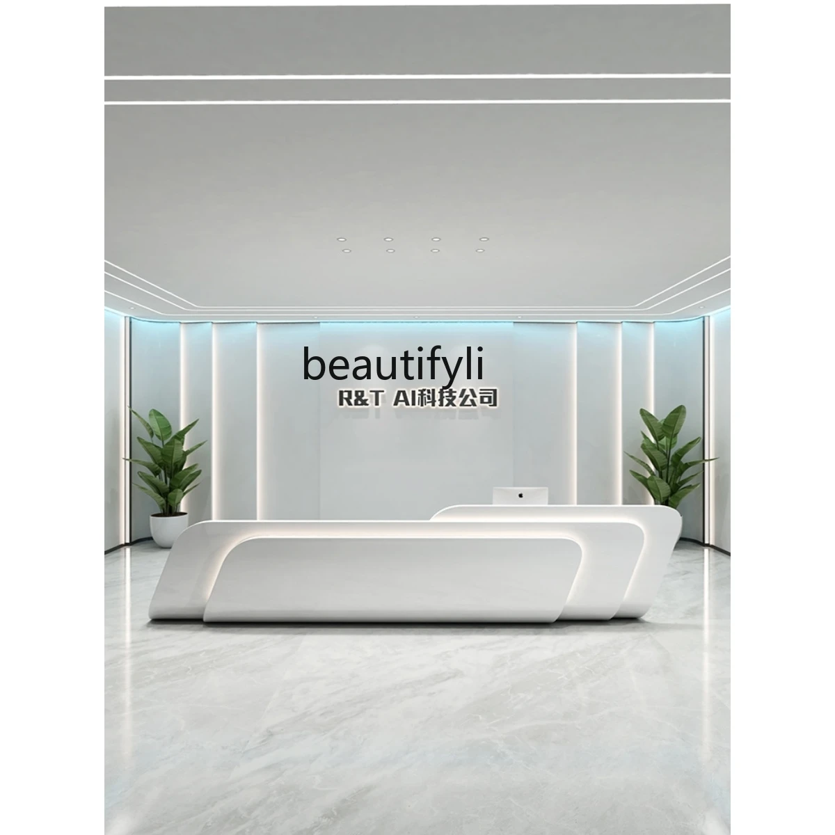 Simple modern beauty salon checkout page Clothing store counter Special-shaped company front desk Reception desk