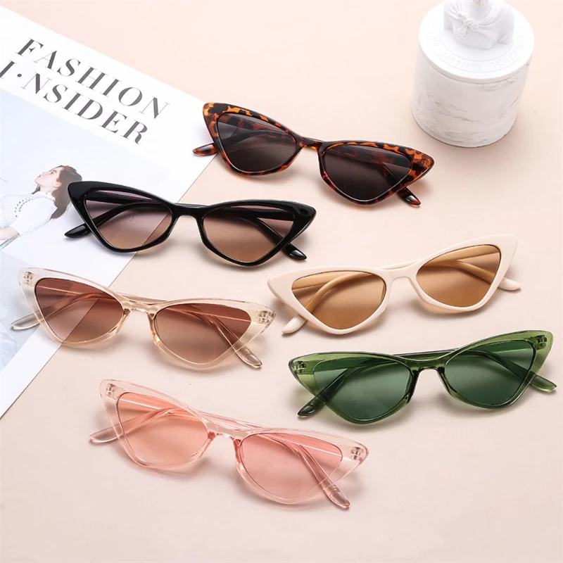 Fashion trends Cat Eye Eyewear Sexy Vintage Ladies Sunglasses Small Black White Triangle Woman Cute Sun Glasses UV400 image 4