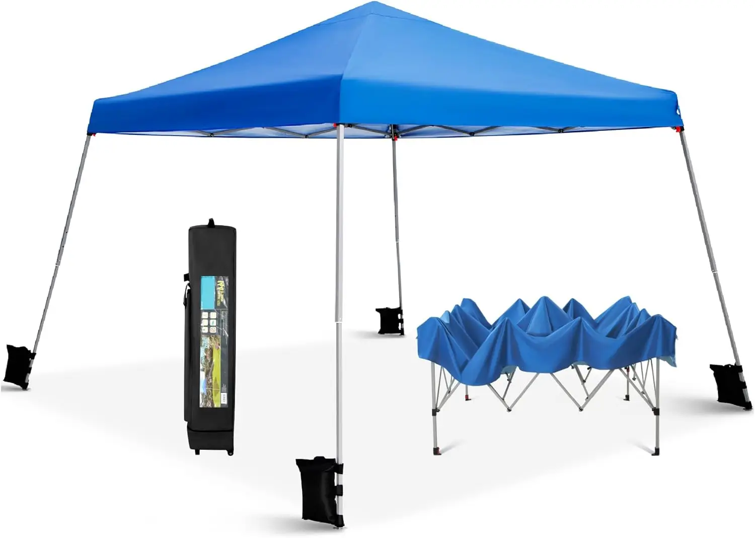 

12'x12' Slant Leg UV Block Sun Shade Canopy with Hardware Kits, Shade for Patio Outdoor Garden Events, Blue