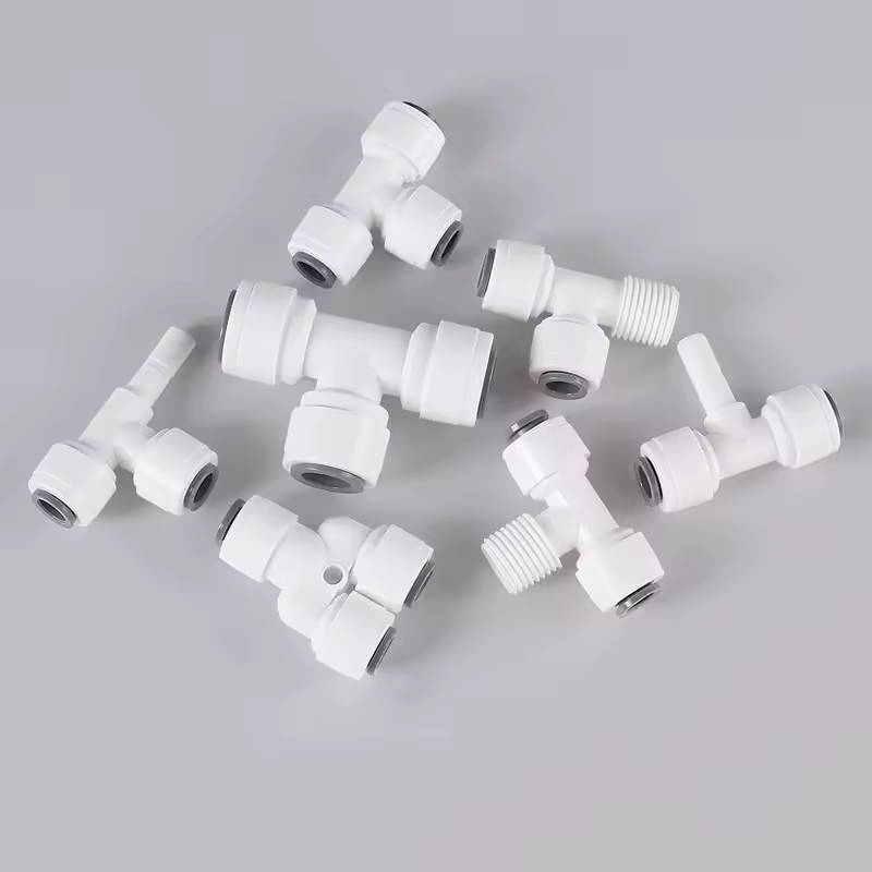 Conector de tubo de manguera tipo T, rosca macho hembra, conexión rápida, filtro de agua, piezas de ósmosis inversa, 1/4 3/8