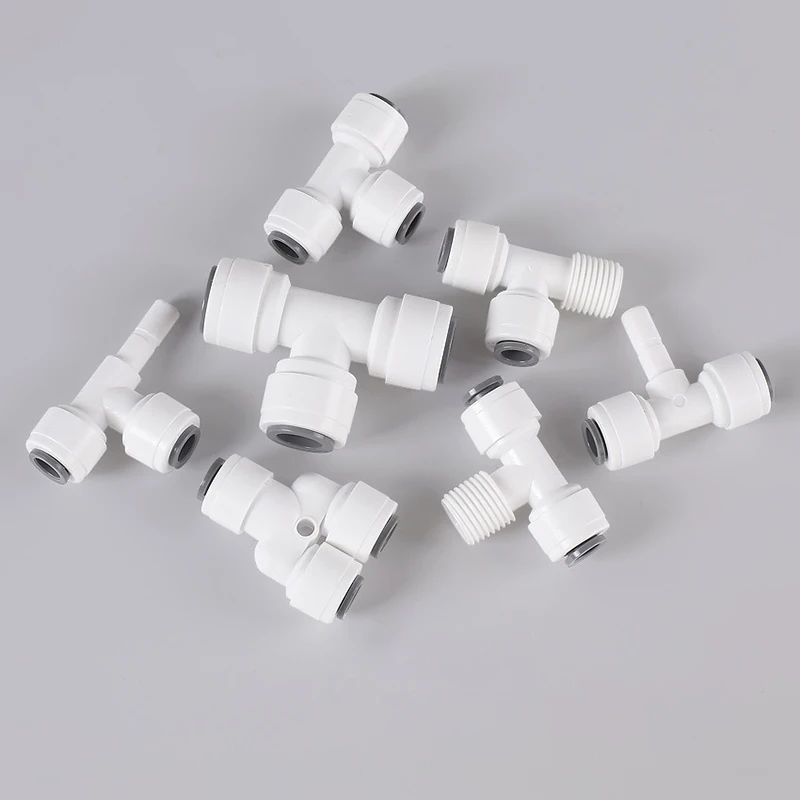 T-Type Tee RO Water Fitting Male Female Thread Quick Connection 1/4 3/8 Hose Pipe Connector Water Filter Reverse Osmosis Parts