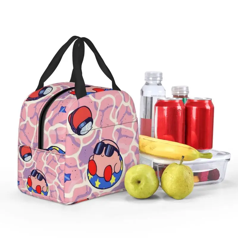 Aangepaste Kirbys Cartoon Game Thermisch geïsoleerde lunchtassen Dames Herbruikbare lunchtas voor buitenpicknickopslag Voedseldoos