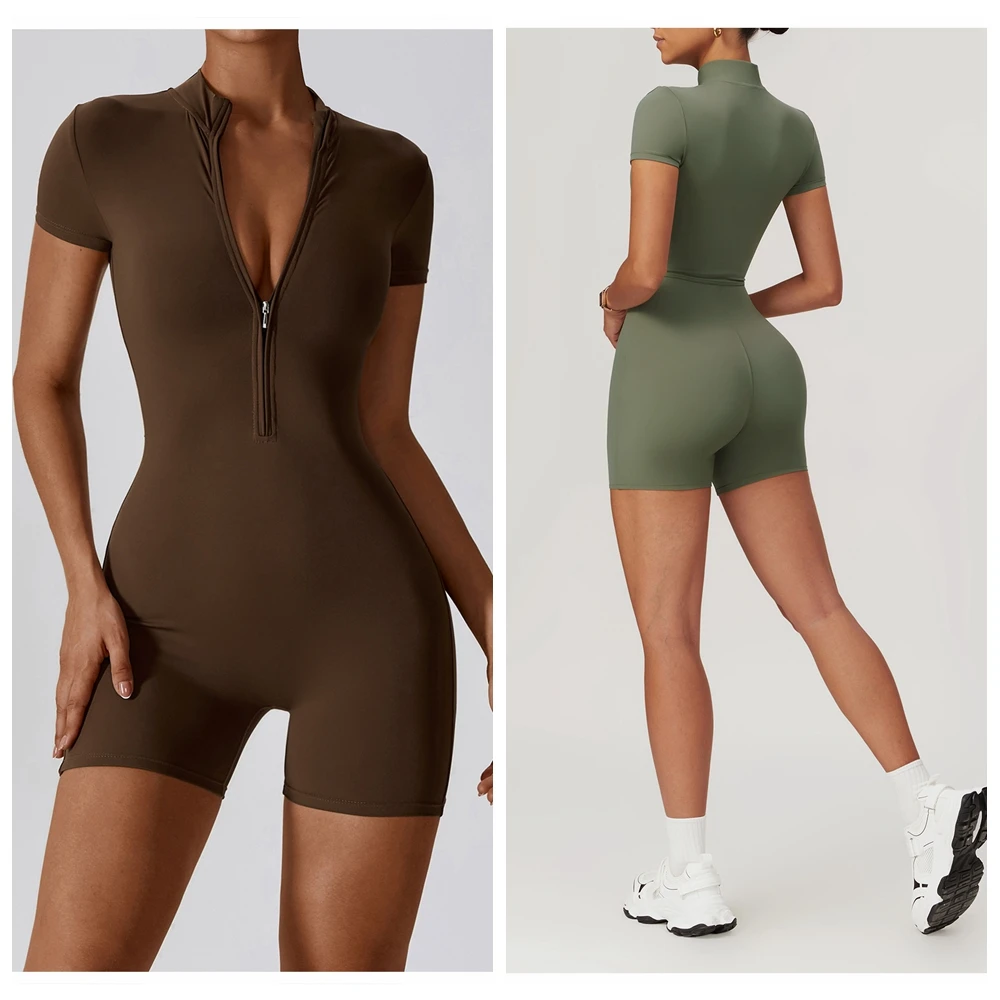 

2024, осенний комбинезон для йоги, женский комбинезон с короткими рукавами для тренировок, боди для танцев и фитнеса, бесшовный быстросохнущий цельный комбинезон