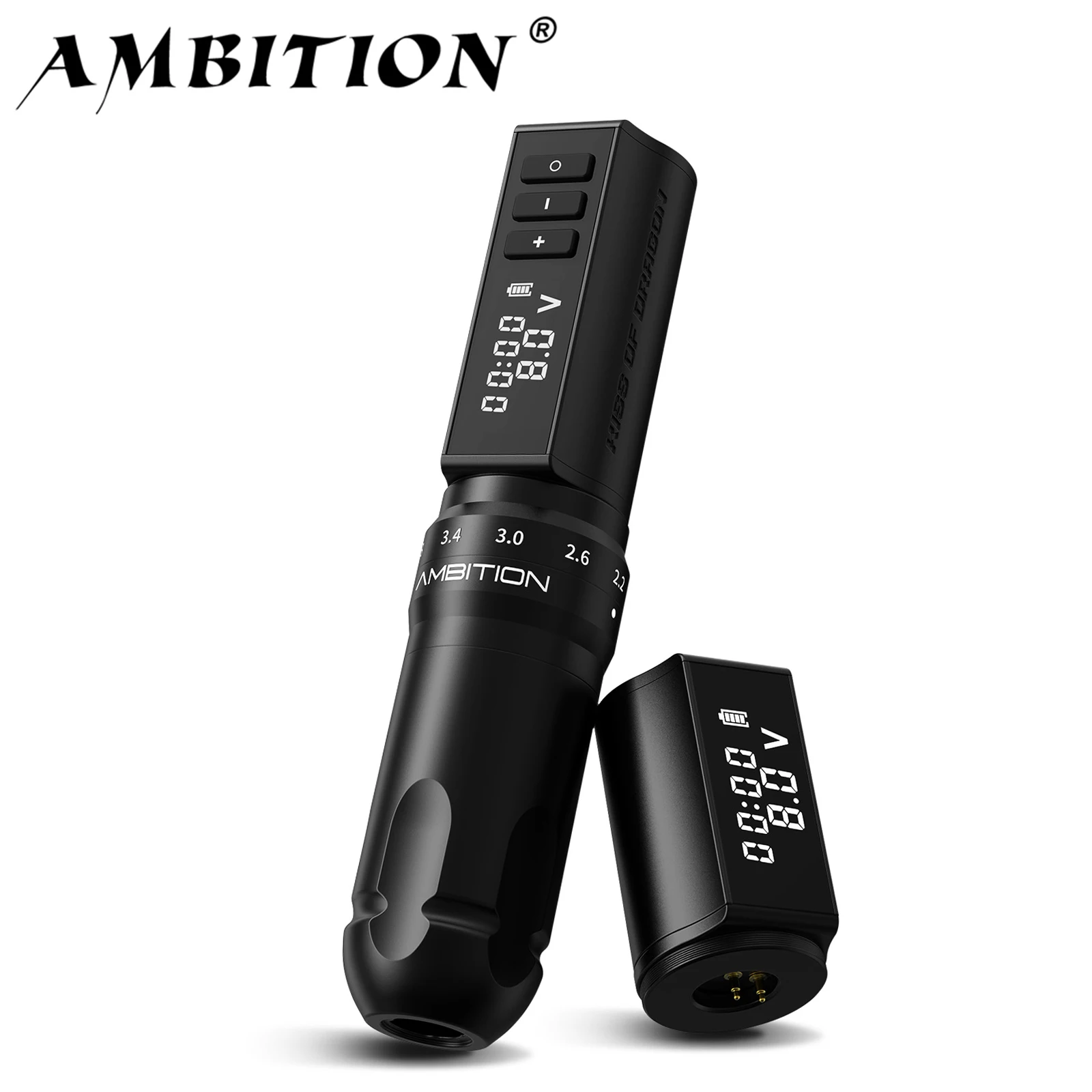 

Беспроводная тату-машинка Ambition Hunter K1 с бесщеточным мотором, аккумулятором 2400 мАч, регулируемым ходом 2.2-4.2 мм для тату-искусства
