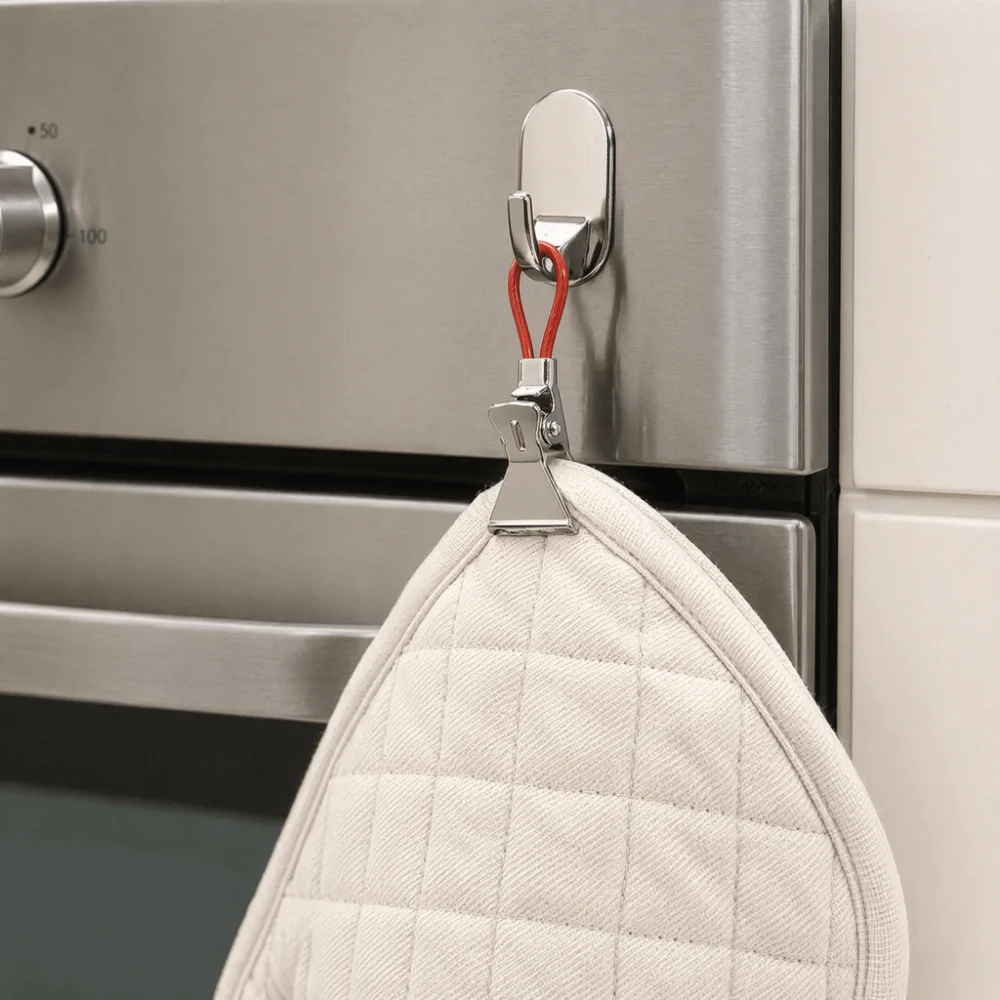 5 PCS / 10 PCS Stainless Steel Tea Towel Clip Hanging Loop Design Clothespin Style Hand Towel Hanging Clip Multipurpose Colorful