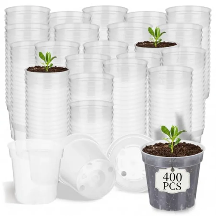 

400 Pcs 2inch Nursery Pots, Mini Plastic Plant Pot Nursery Seedling Pot with Drainage Holes for Seeds Starter, Indoor Outdoor G