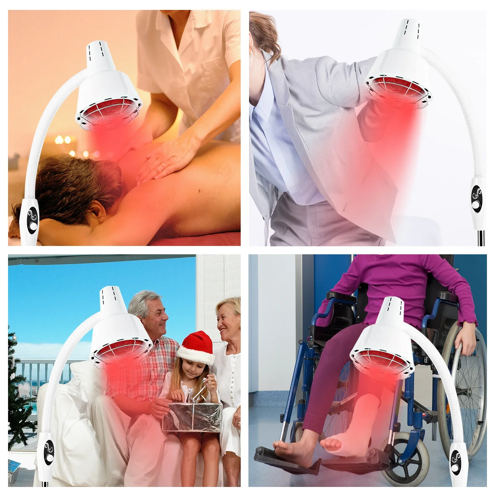 275W Floor Stand Infrared Therapy Heat Lamp Health Pain Relief Physiotherap Tool