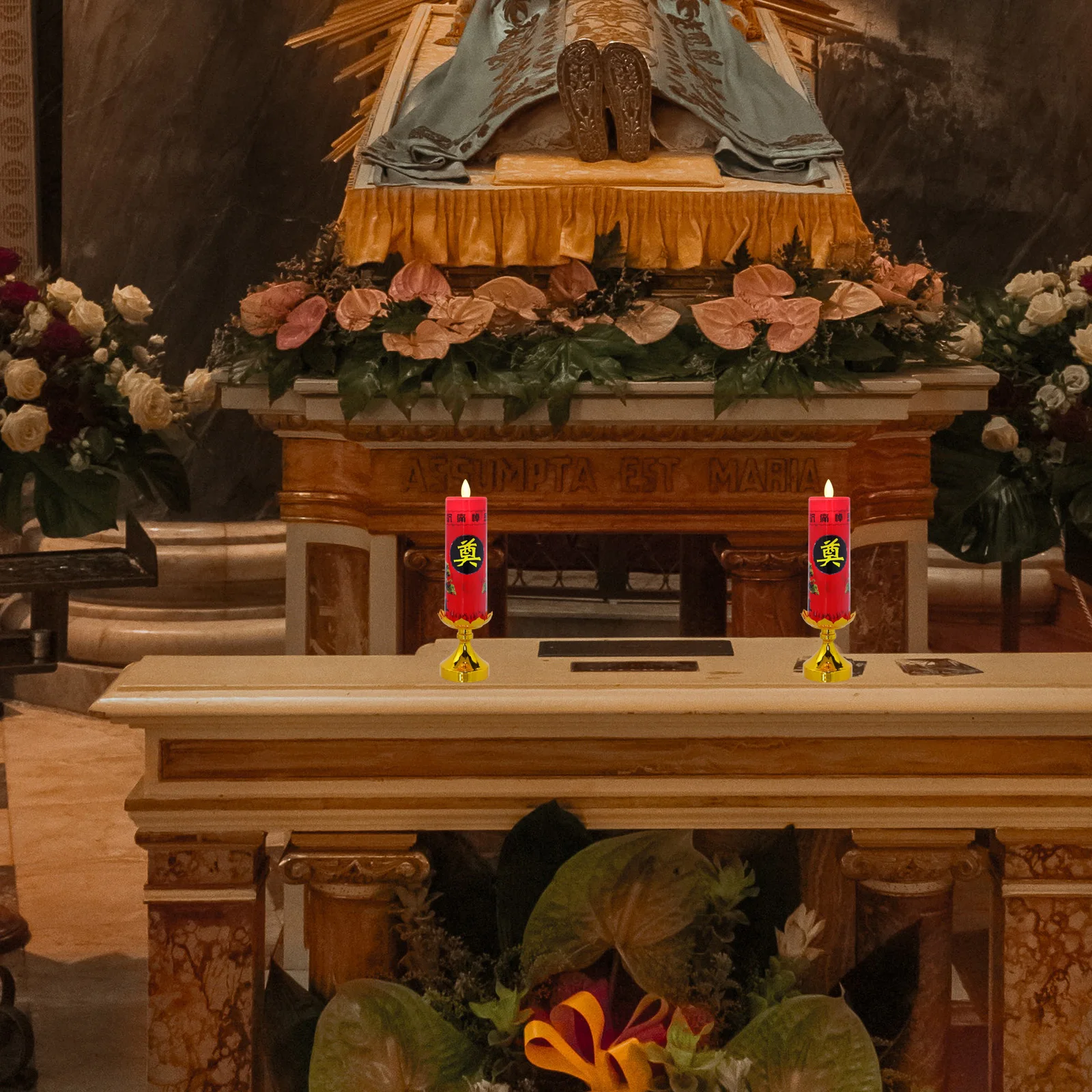 

2 Pcs Electronic C Funeral Lamps Decor Operated LED Retro Chinese Style Useful Altar Indoor Outdoor