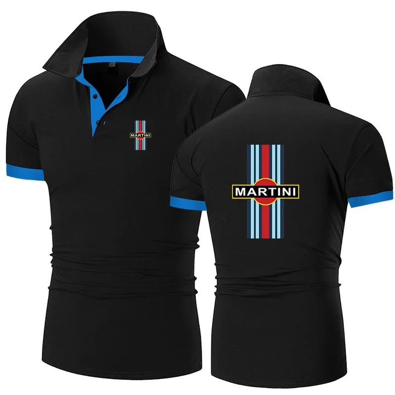 Martini Racings 2024 New Summer Men's T-shirt Casual Fashion Polo Shirt Short sleeved Comfortable Business Button Lapel Tops