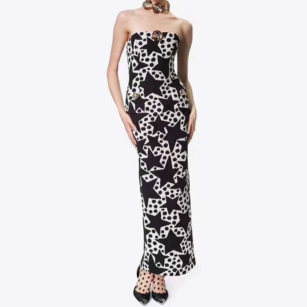 

Celebrity fashion star spotted tube top dress elegant evening dress bandage skirt-GZXX882