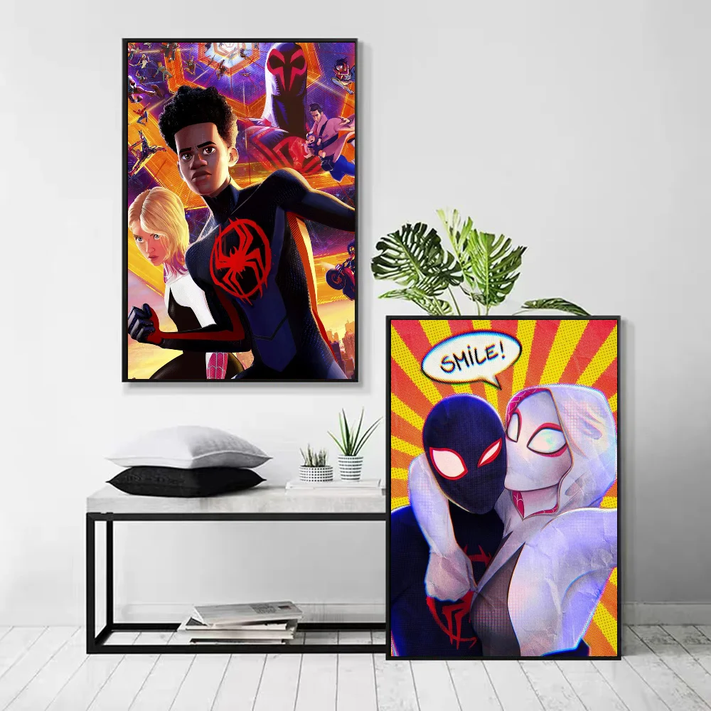 1pc D-Disney S-Spider Man Across The Spider Verse Poster Self-adhesive Art Waterproof Paper Sticker Wall Decor