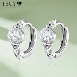 TBCYD 1CT D VVS1 Moissanite Hoop Earrings For Women Sparkling Diamond GRA Certified Original S925 Silver Ear Buckle Jewelry Gift
