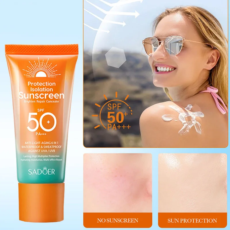 50g Dual tube multi effect repair and isolation sunscreen UV resistant  waterproof sweat resistant long-lasting sun protection