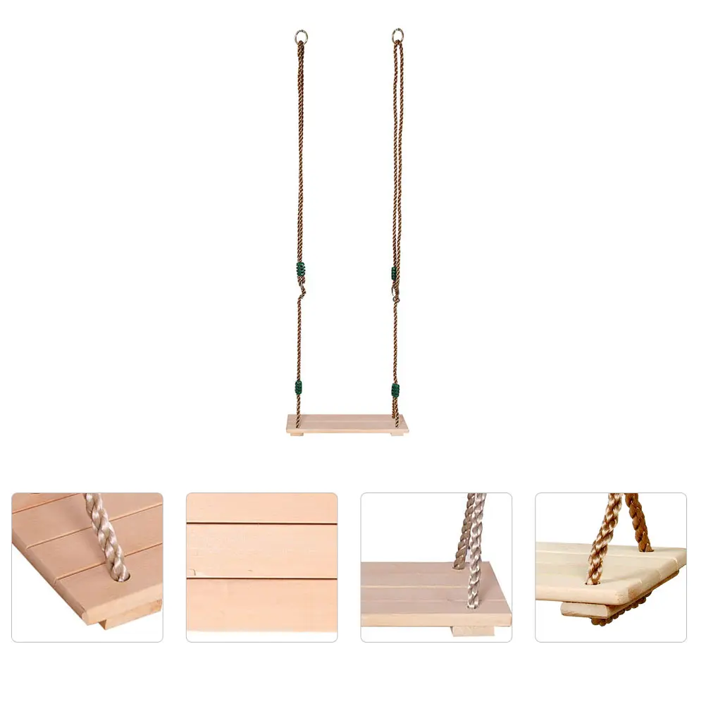

Wooden Swing Seat Safe for Adults Kids Sturdy Rope Adjustable 123 213cm Backyard Playground Outdoor Toys Wooden Swing