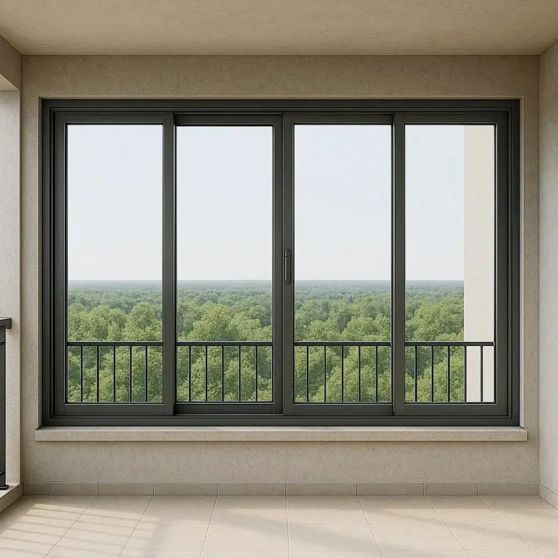 Windproof Vertical Aluminum Alloy Sliding Window Outdoor Large Sized Manual Sunshade Glass Windows Household Rainproof Windows
