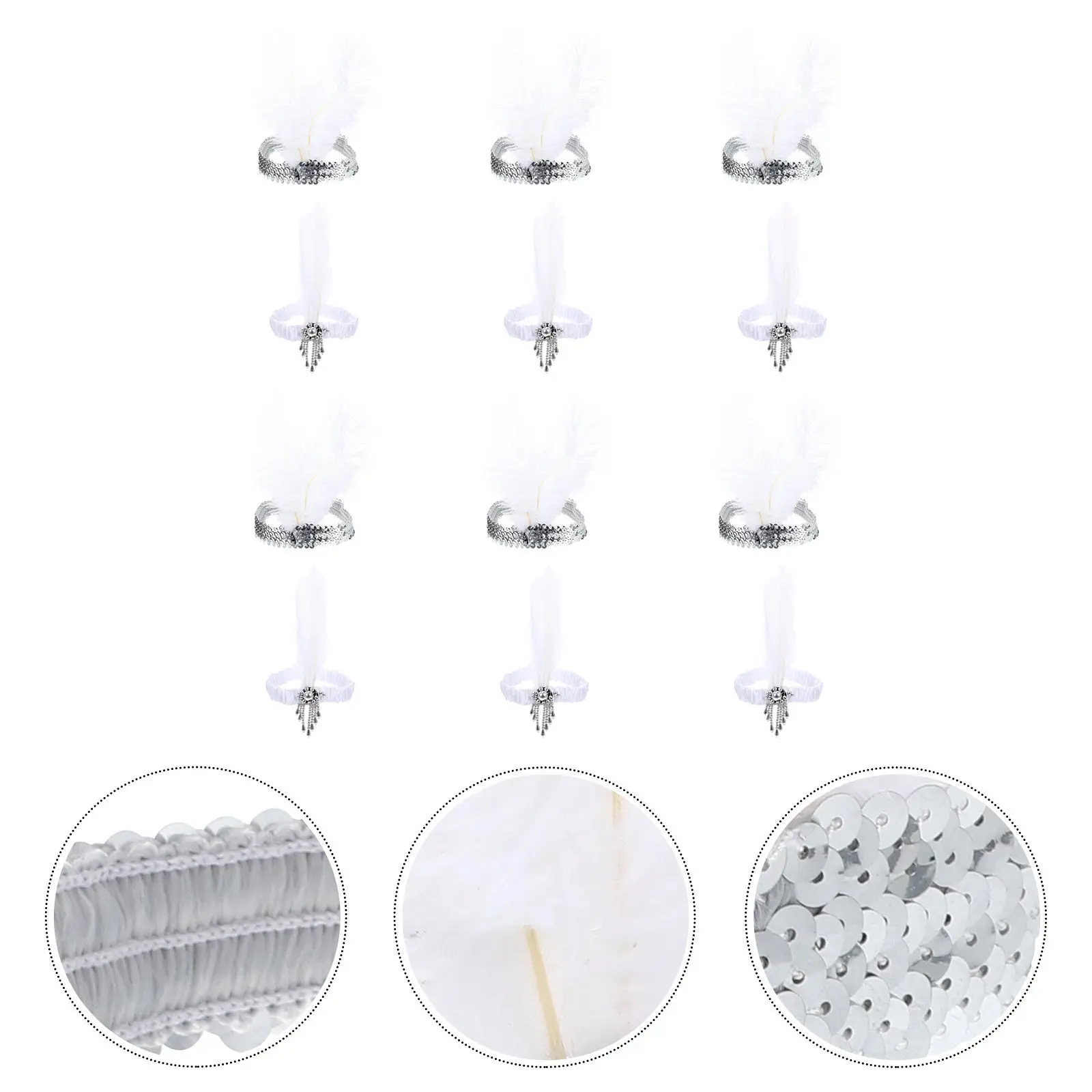 

Набор из 12 шикарных повязок для волос с перьями и пайетками для вечеринок, выступлений и банкетов – эффектный декор для привлечения внимания