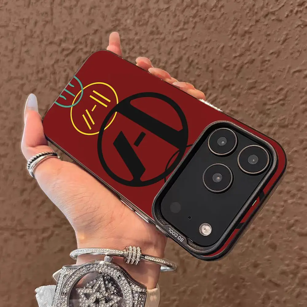 حافظة هاتف T-Twenty O-One Pilots Band لهاتف IPhone 17 Air 16 E 15 14 Plus 13 12 11 Pro Max غطاء فضي ملون #1