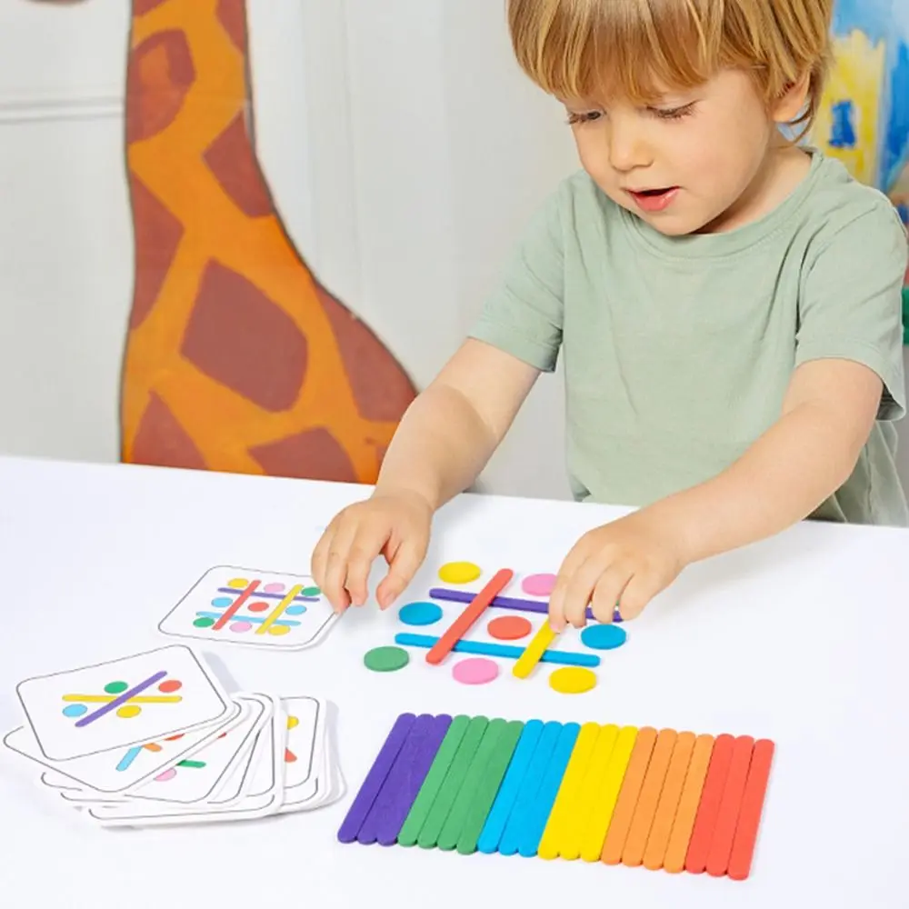 

Wooden Rainbow Stick Puzzle Game Interesting Color Cognition Brain Training DIY Intelligence Game Jigsaw Parent-child Toy