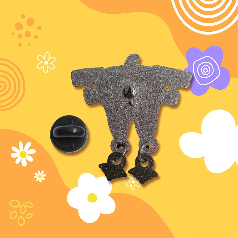 Scary Cartoon Pumpkin Tooth Character Holding Sign Trick Or Treat Enamel Brooch Bat Pendant Lapel Pin Happy Halloween Badge Acc