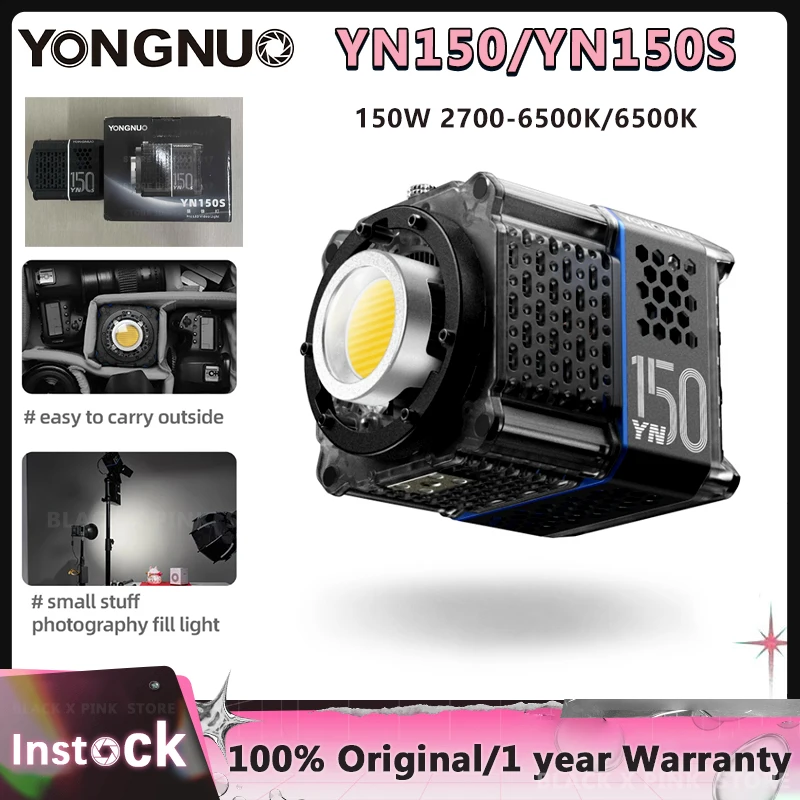 In stock YONGNUO YN150 YN150S 2700-6500K 150W Mini Bowens Mount Portable COB LED  Light for Portrait Wedding Film Shooting