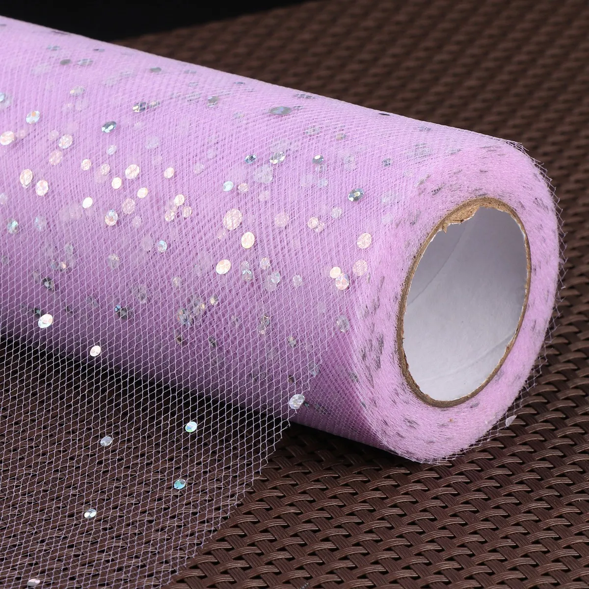 

15Cm Wide 25 Yards Glitter Sequin Tulle Fabric Roll Light Purple Red for Wedding Party Favors Backdrop DIY Decoration Garland