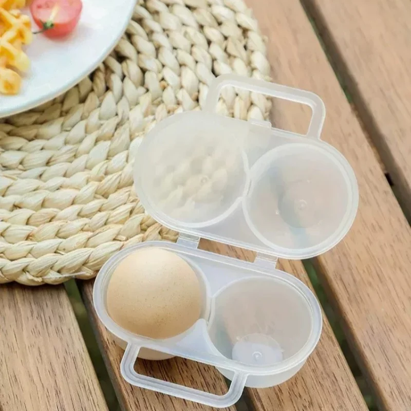 Two Compartment Outdoor Portable Egg Box Shockproof Drop Resistant Transparent Egg Holder Anti Crushing Picnic Camping Egg-Box