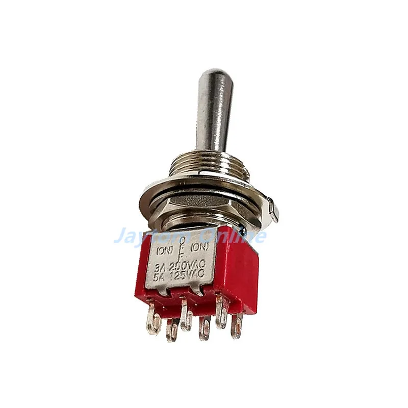 1pc SH T80-T 6Pins 2 3 Positions ON OFF ON Large Long Handle 12mm Panel Mount Mini Toggle Switch Locking Momentary 5A 125VAC