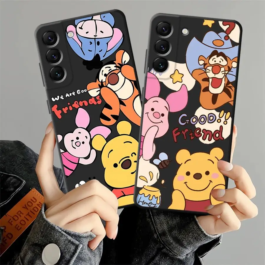 Funda para Samsung Galaxy A04 A20 A13 A50 A03 A06 A70 A30 A15 A40 A16 A05 A10 A12 funda negra suave para teléfono Disney Winnie Pooh