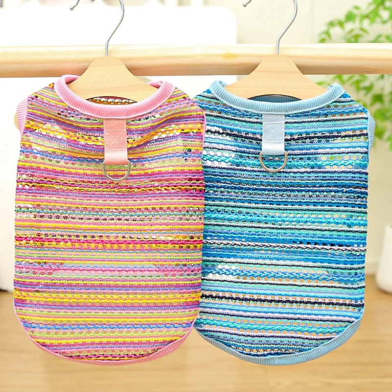 

Pink Blue Dog Clothes Summer Mesh Hoodies Vest For Small Dogs Chihuahua Poodle Pet Vests Puppy Sleeveless Sweatshirt TShirt XXL