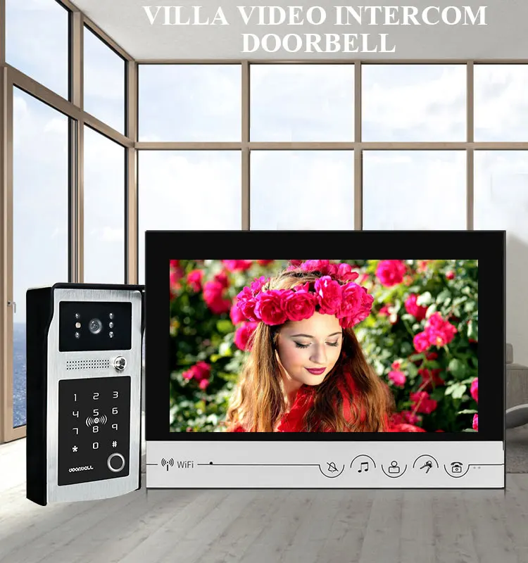 9Inch TFT Monitor  Wired WIFI IP Doorbell Rifd Card/Password  Acess Control Video Door Phone Intercom Visual Peephole Viewer